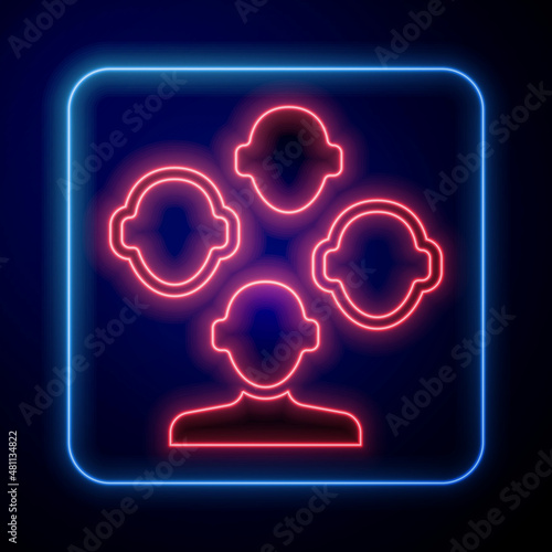 Glowing neon Schizophrenia icon isolated on black background. Vector