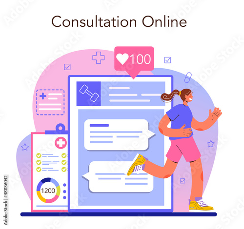 Sport therapy online service or platform. People doing sport exercise