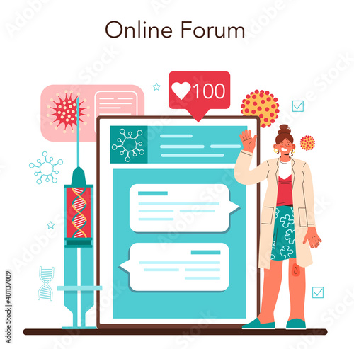 Virologist online service or platform. Scientist studies viruses