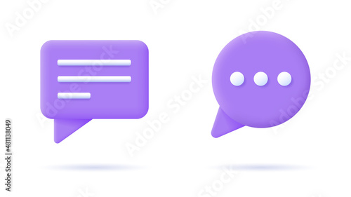 3d speech bubble icon. Vector illustration isolated on white background.