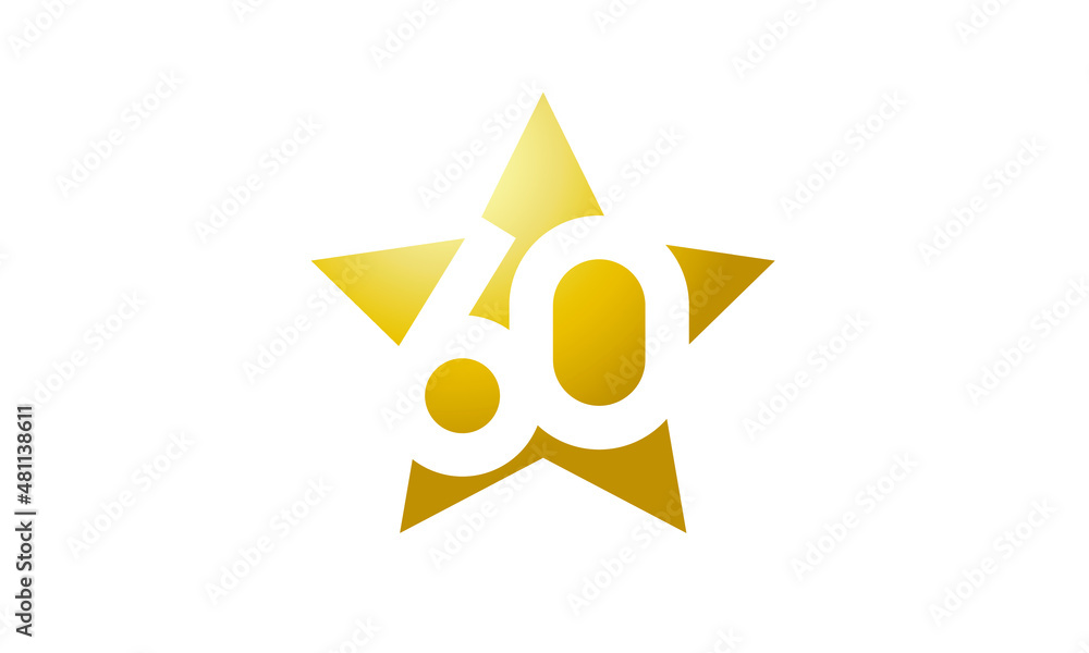 60 Number New Gold Abstract Star Logo 60 Number New Gold Abstract Star Logo