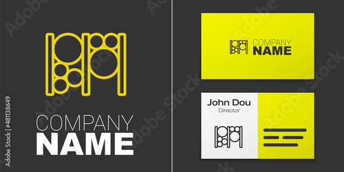 Logotype line Playground climbing equipment icon isolated on grey background. Kid playground climb. Logo design template element. Vector