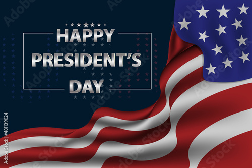 Happy Presidents Day And  USA flag. Abstract background blue color vector illustration