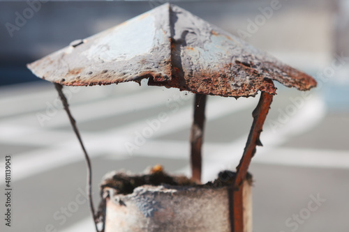 Wallpaper Mural Roof Ventilation Pipe . Old rusty chimney  Torontodigital.ca