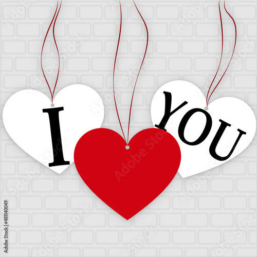 Greeting card with a declaration of love, valentine, the inscription I love you with a heart