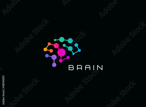 Abstract Brain Dotted logo teplate, logotype for science, medicine, education, technology, business. Vector symbol