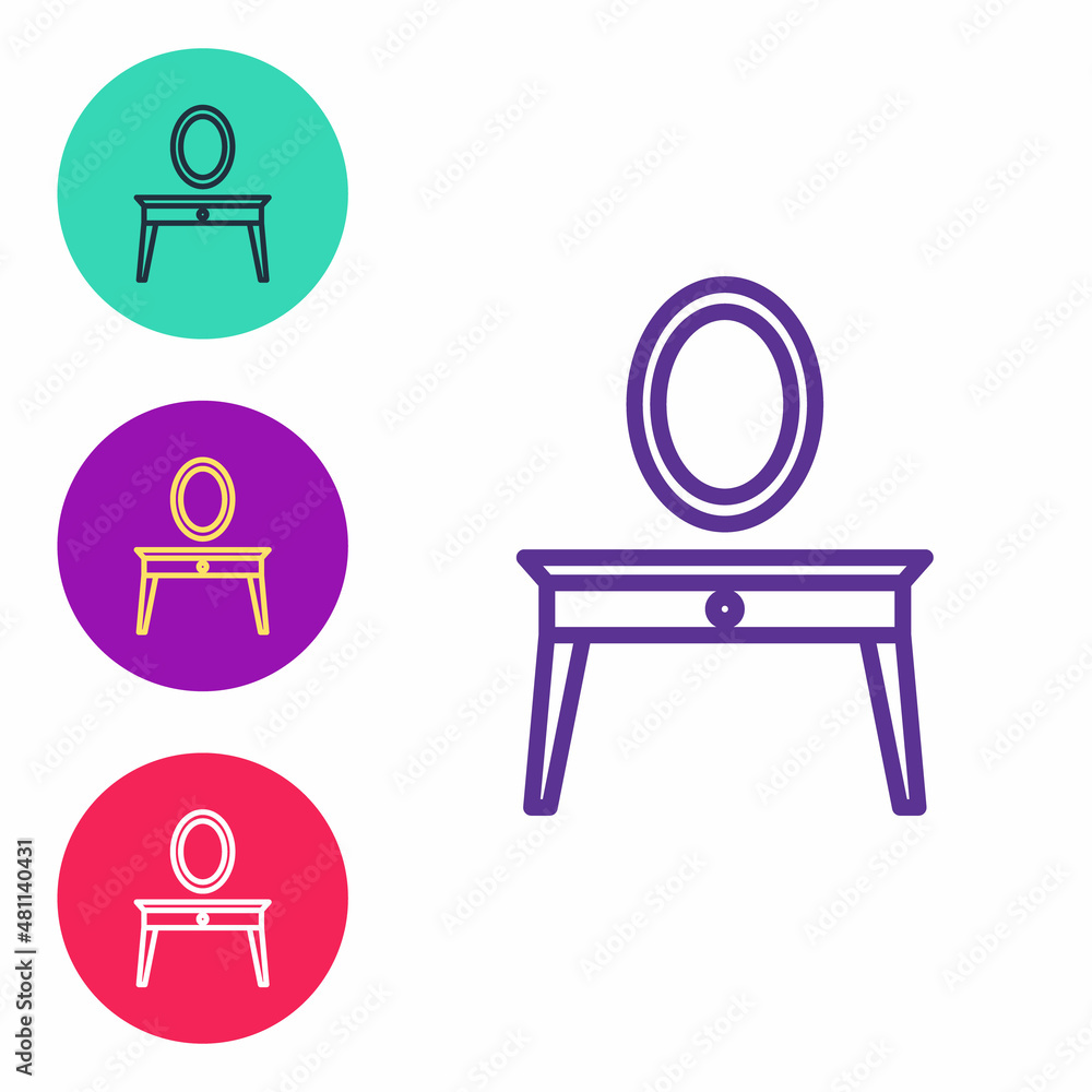 Set line Dressing table icon isolated on white background. Set icons colorful. Vector Set line Dressing table icon isolated on white background. Set icons colorful. Vector