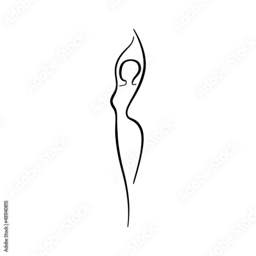 Beauty woman line body silhouette. Model female line figure. Abstract drawing of girl sign for wellness center, sport, dance, beauty salon and spa. Vector