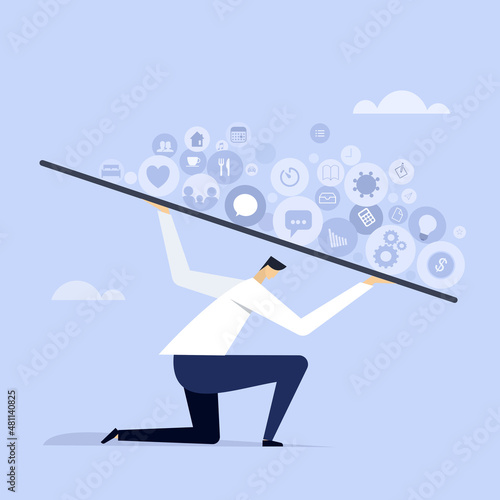 Conceptual illustration of a man balancing his professional work and personal life