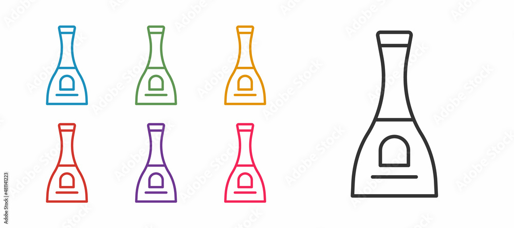 Set line Bottle of nail polish icon isolated on white background. Set icons colorful. Vector Set line Bottle of nail polish icon isolated on white background. Set icons colorful. Vector