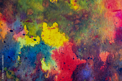 Colorful textured watercolor background dark tone on paper © Ivan