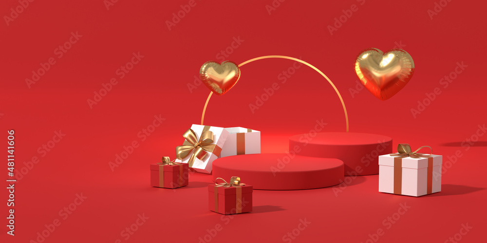 Red valentine day podium for product showcase. Red valentine's day ...
