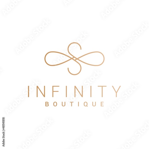 Elegant letter S monogram and minimalist monoline infinity infinite symbol logo design