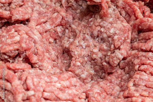 Freshly ground beef. Mincemeat texture and background