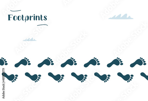 Step footprints paths  vector image on light background