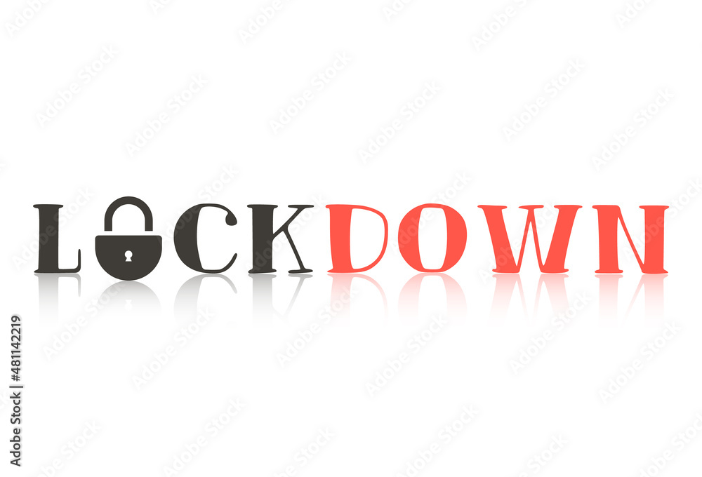 Lockdown banner text symbol. Vector image with realistic shadow