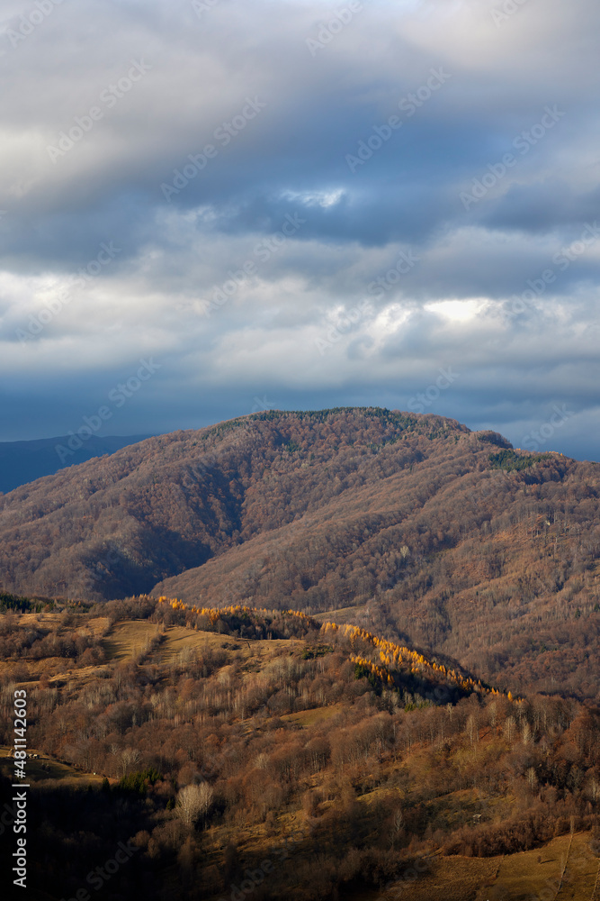 Mountain landscape in late autumn in the Carpathian Mountains, Romania