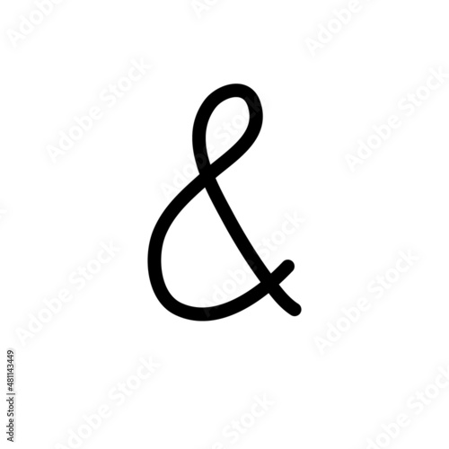Ampersand punctuation sign, hand drawn symbol, typography vector illustration