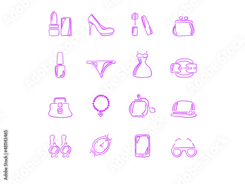 Make up cosmetic icons set. 