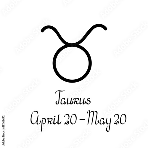 Zodiac symbol, its name and dates vector illustration pictogram set for astrology, horoscope, linear icons in simple hand drawn style