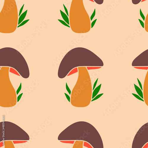 Mashroom hand drawn seamless pattern. Textile Texture.