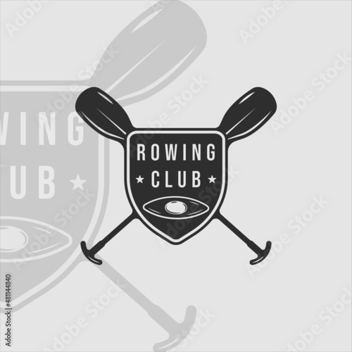 paddle or rowing logo vintage vector illustration template icon graphic design. kayak or canoe equipment for adventure sport travel and business with badge