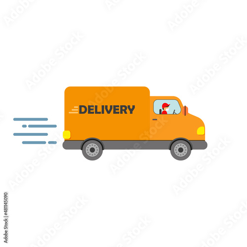 Online delivery service concept, online order tracking, delivery home and office. Warehouse, truck, drone courier, delivery man in respiratory mask. Vector illustration.