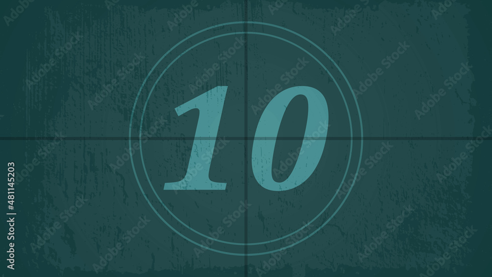 Obraz premium Countdown on the old movie screen. 