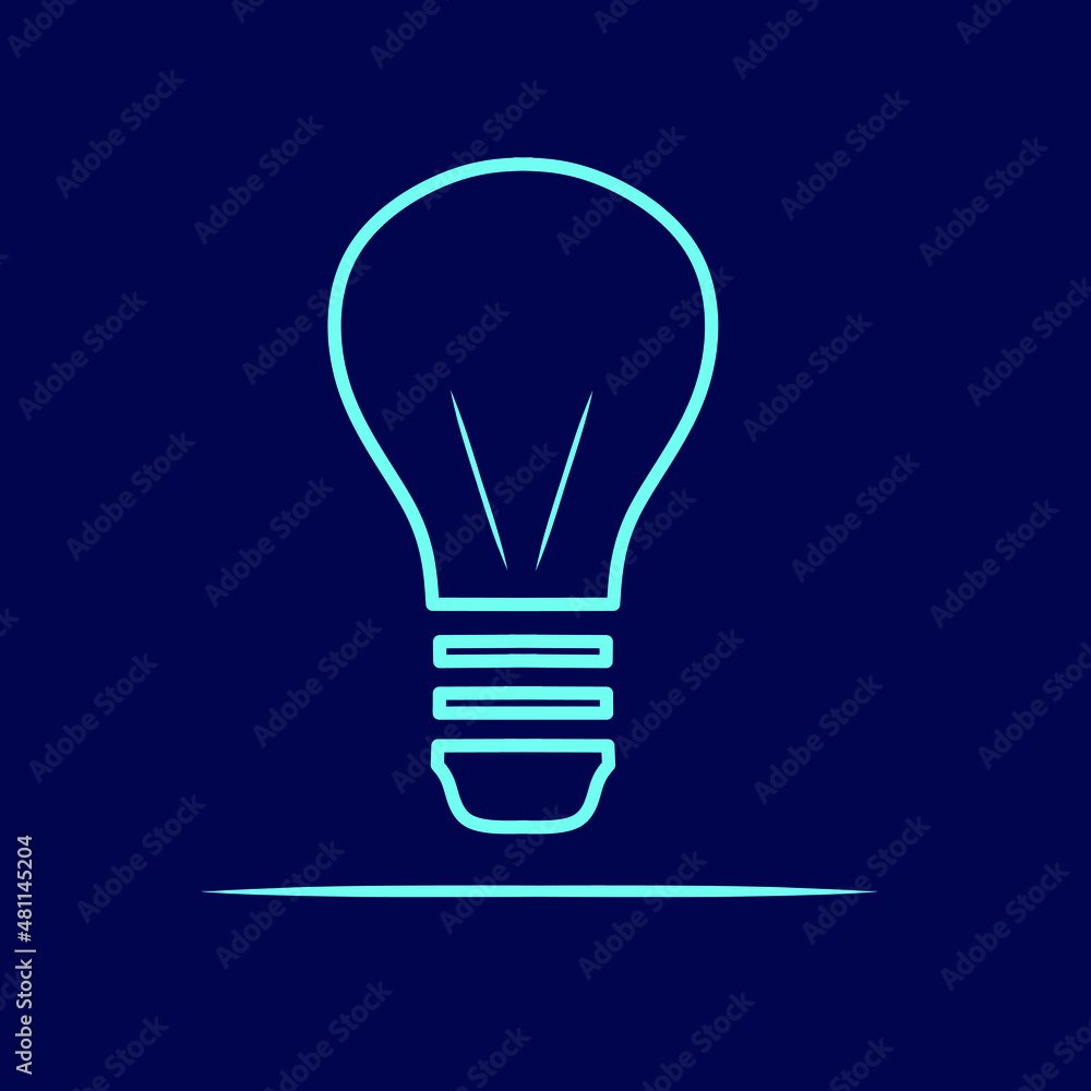 Lightbulb neon line art logo colorful design with dark background. Abstract vector illustration. 