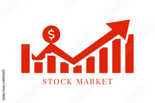 stock market investment trading dollor and graph symbol on white isolated background.