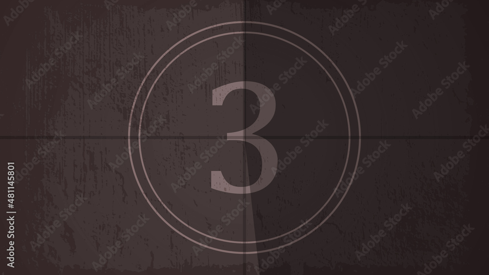 Obraz premium Countdown on the old movie screen. 