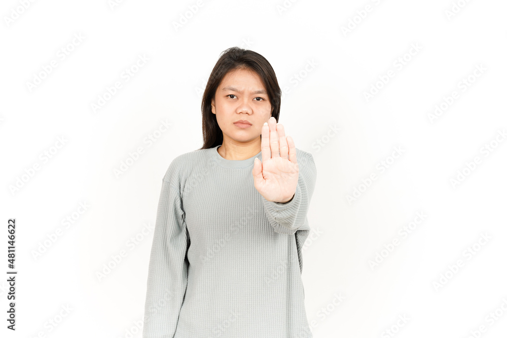 Rejection Hand Gesture Of Beautiful Asian Woman Isolated On White Background Rejection Hand Gesture Of Beautiful Asian Woman Isolated On White Background