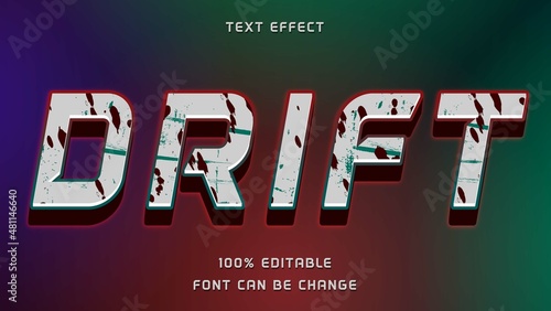 3d Colorful Grunge Word Drift Editable Text Effect Design Template