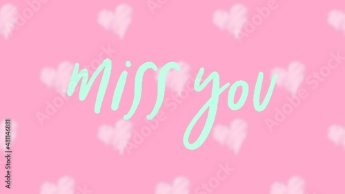 Miss you typography greeting card with heart shaped seamless background  love related item  valentine s day card  love declaration  printables