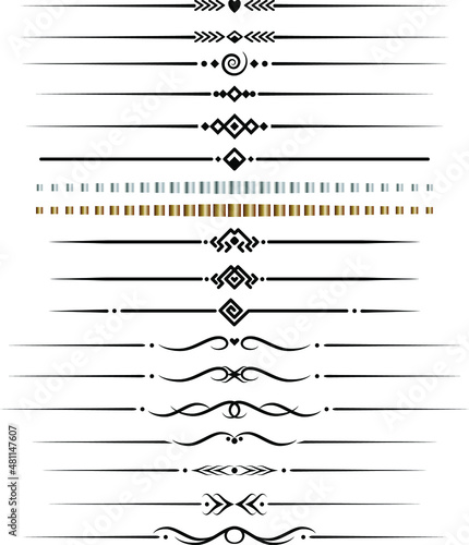 black and white set of delimiters for text, dividers
