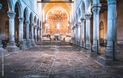 Interior of the cathedral of Aquileia, an important city of the Roman Empire and then the main center for the spread of Christianity in northern and eastern Europe, trieste, italy photo