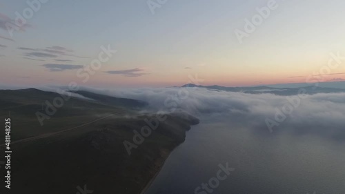 ProRes. Fog over Lake Baikal. Olkhon Island summer.