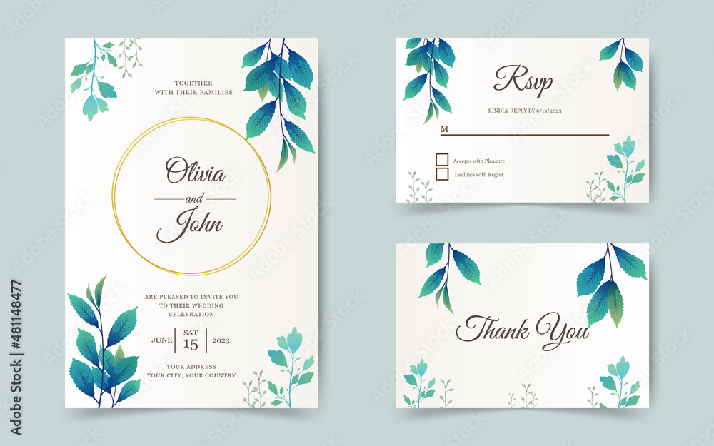 wedding invitation or greeting  card with beautiful floral design.