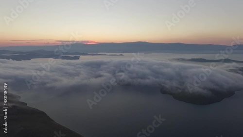 ProRes. Fog over Lake Baikal. Olkhon Island summer.