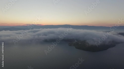 ProRes. Fog over Lake Baikal. Olkhon Island summer.