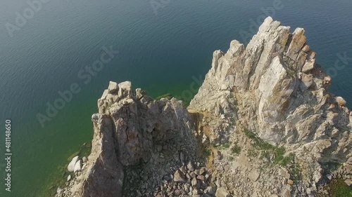ProRes. Lake Baikal. Olkhon Island. The heart of the island is Shamanka Rock. Poleslok Khuzhir. Summer shooting from a drone.