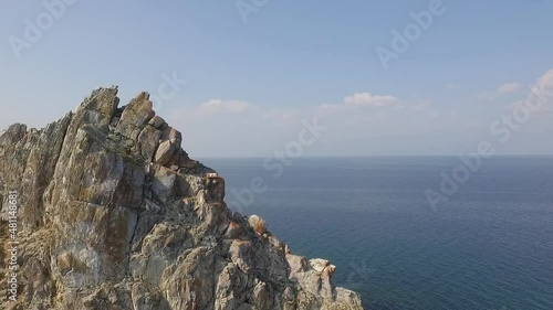 ProRes. Lake Baikal. Olkhon Island. The heart of the island is Shamanka Rock. Poleslok Khuzhir. Summer shooting from a drone.