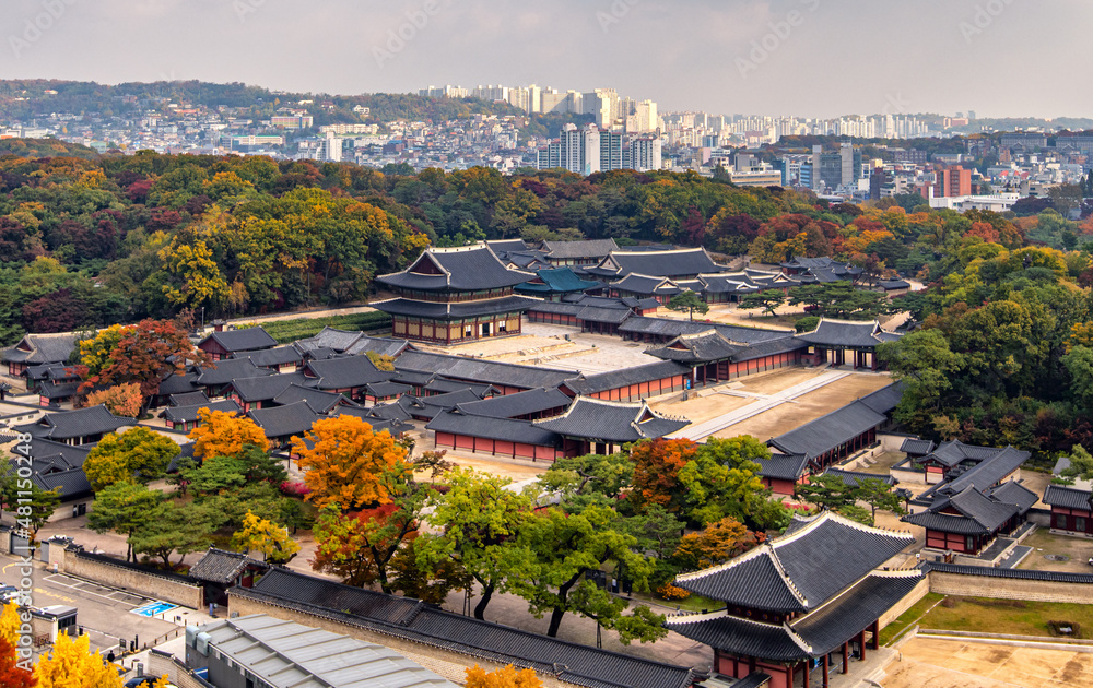 Changdeokgung palace in autumn, Seoul, South Korea.