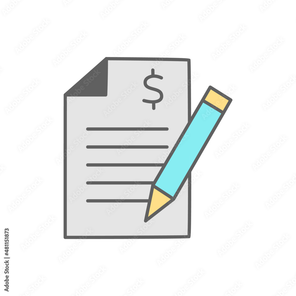 Contract Icon in color icon, isolated on white background Contract Icon in color icon, isolated on white background