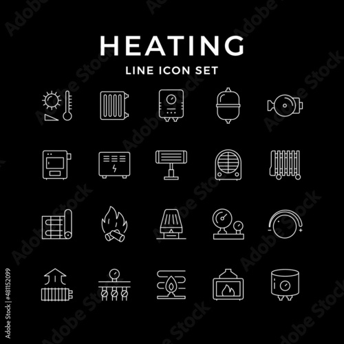 Set line icons of heating