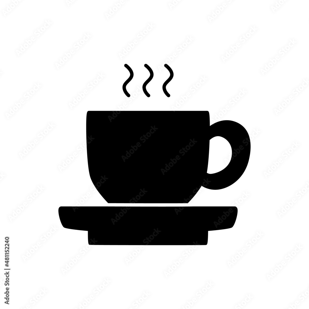 Coffee Icon in black flat glyph, filled style isolated on white background Coffee Icon in black flat glyph, filled style isolated on white background