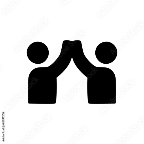 Teamwork Icon in black flat glyph, filled style isolated on white background