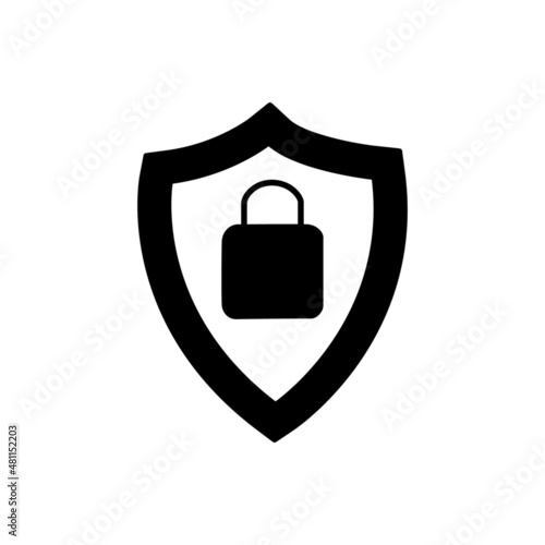 Secure Icon in black flat glyph, filled style isolated on white background