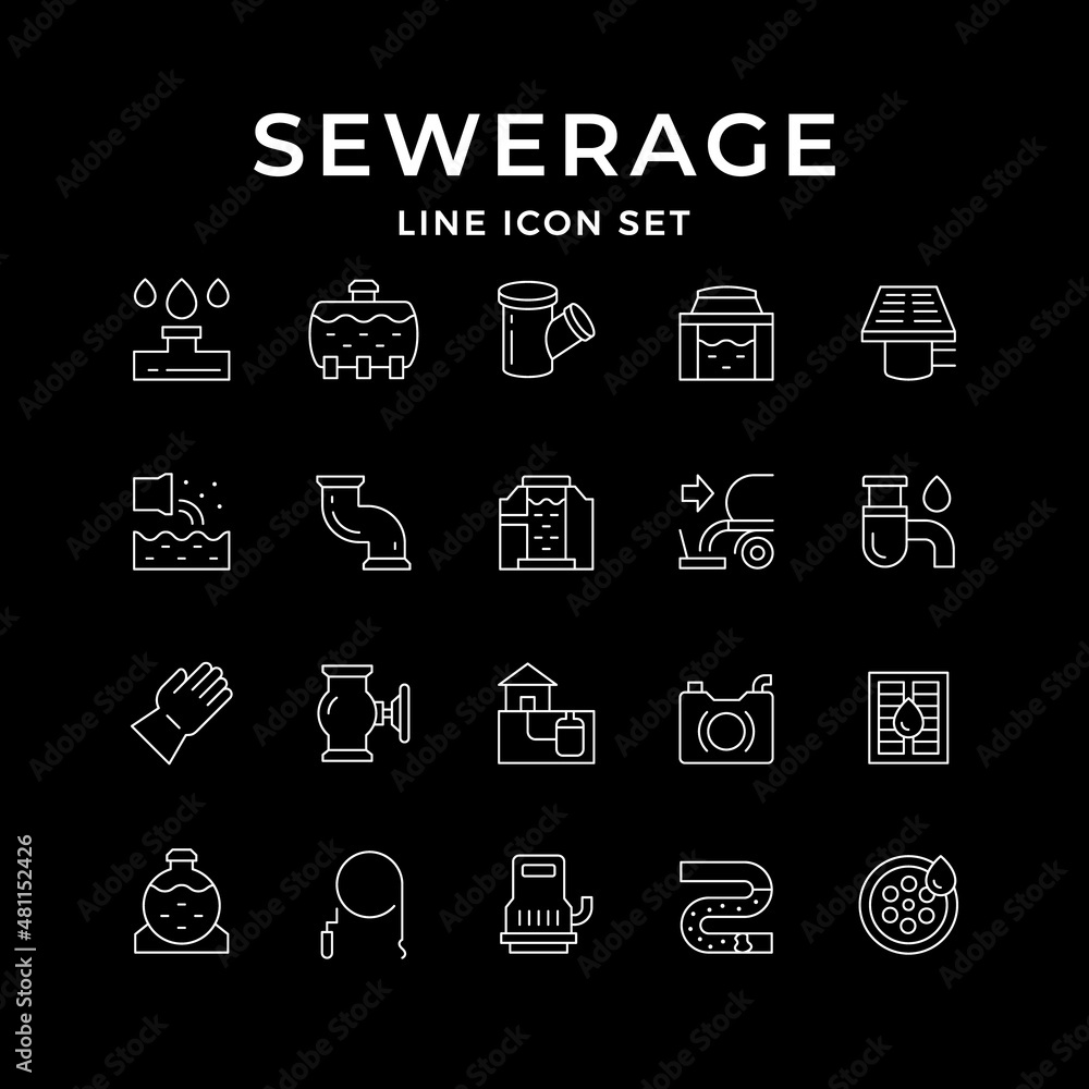 Set line icons of sewerage Set line icons of sewerage