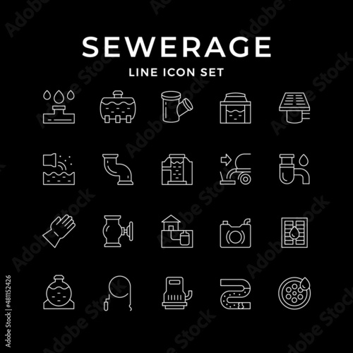Set line icons of sewerage